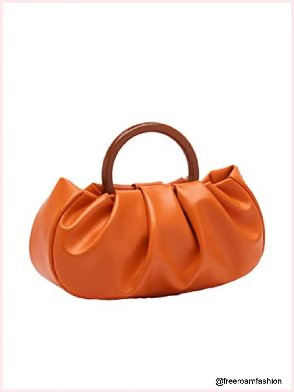 Faux Leather Ruched Clutch Purse Cloud Pouch Bag